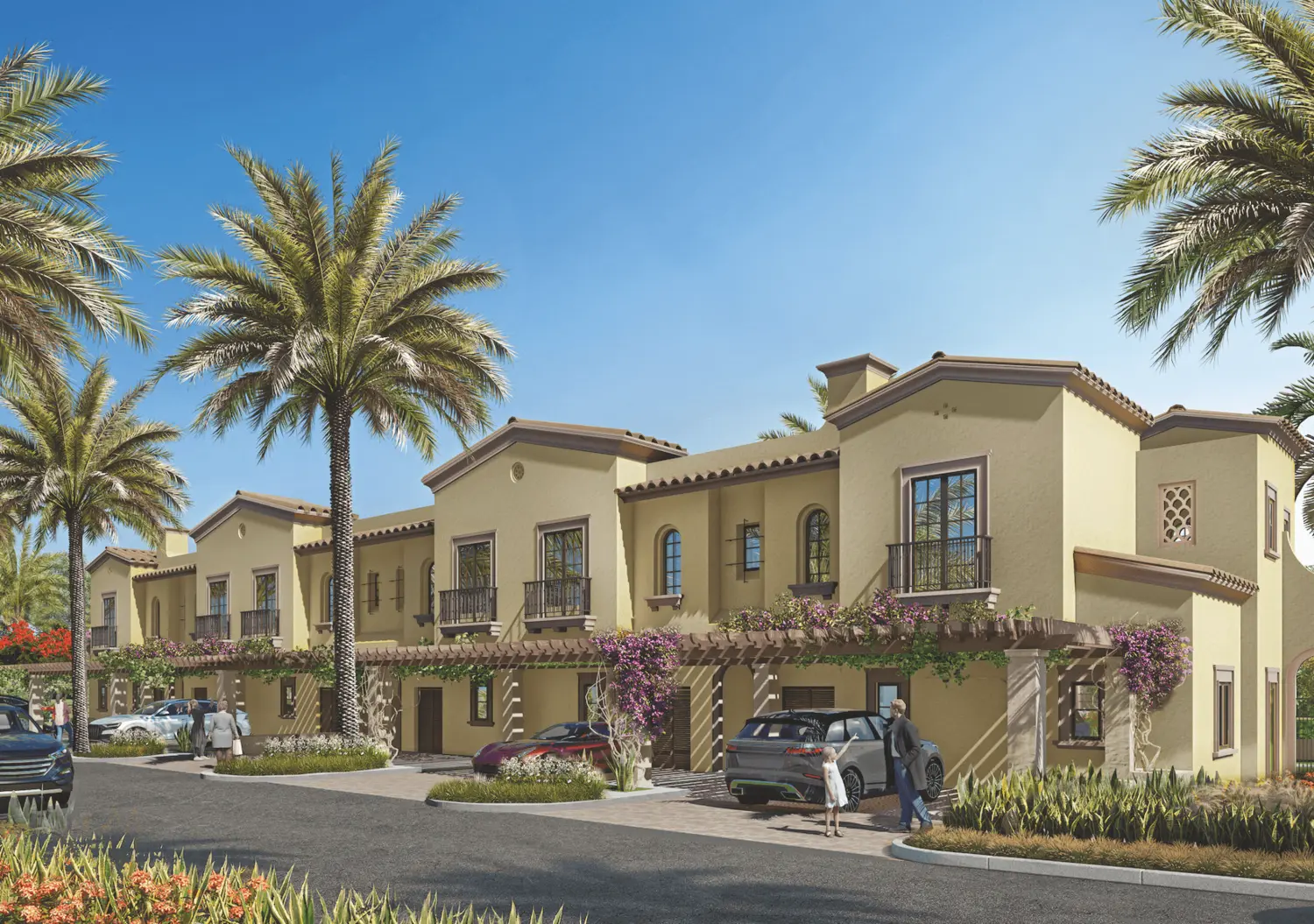 Cordoba townhouse row exterior view within Bloom Living Zayed City Abu Dhabi