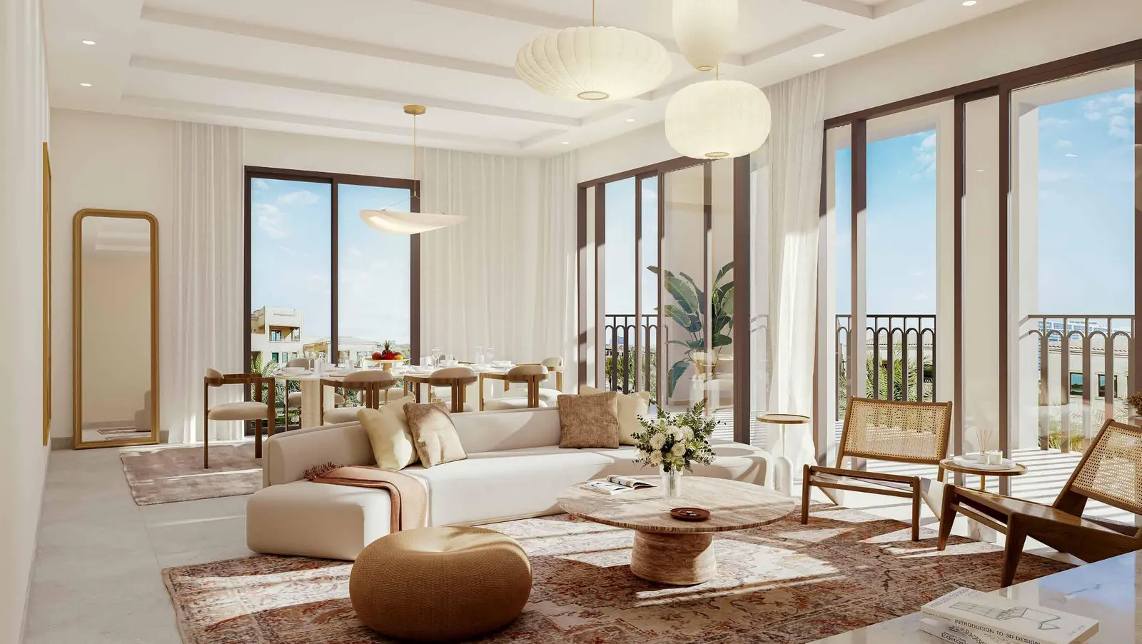 Bloom Living Granada 2 Abu Dhabi elegant dining space connected to living room with balcony access.jpg