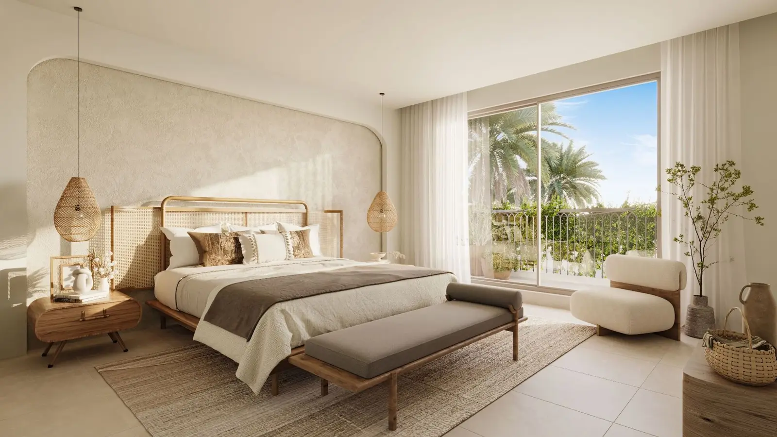 Bloom Living Casares spacious bedroom with built-in wardrobes Zayed City Abu Dhabi villa interior